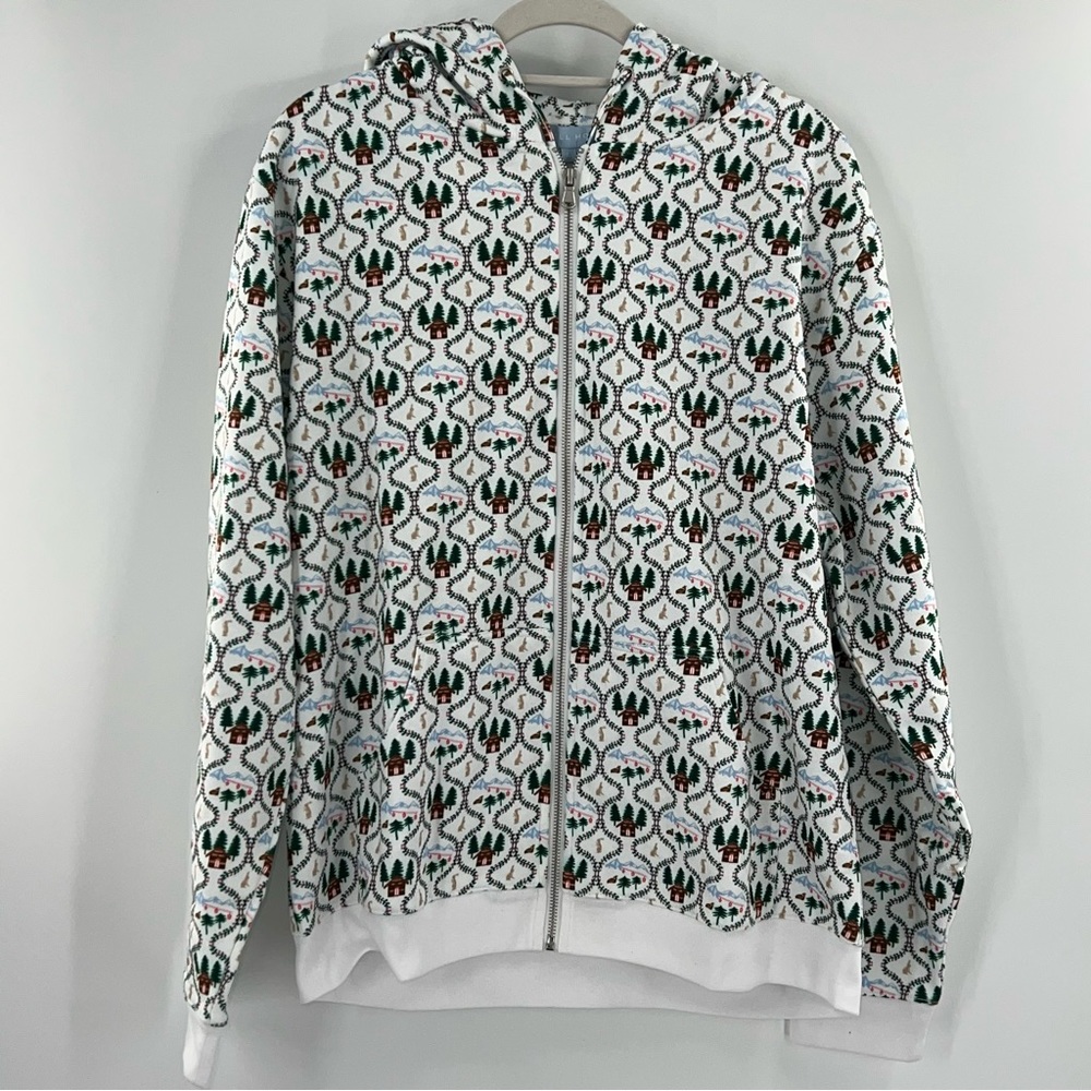 Hill House NWT The All-Gender Teddy Zip-Up Hoodie in White Ski Chalet size Large - Picture 2 of 7